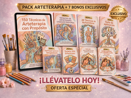 Arteterapia Con Propósito — Pack con 150 Técnicas + 7  Bonus Gratis  75% OFF